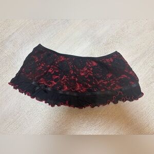 Elegant Black and Red Lace Women's Intimate Skirt
